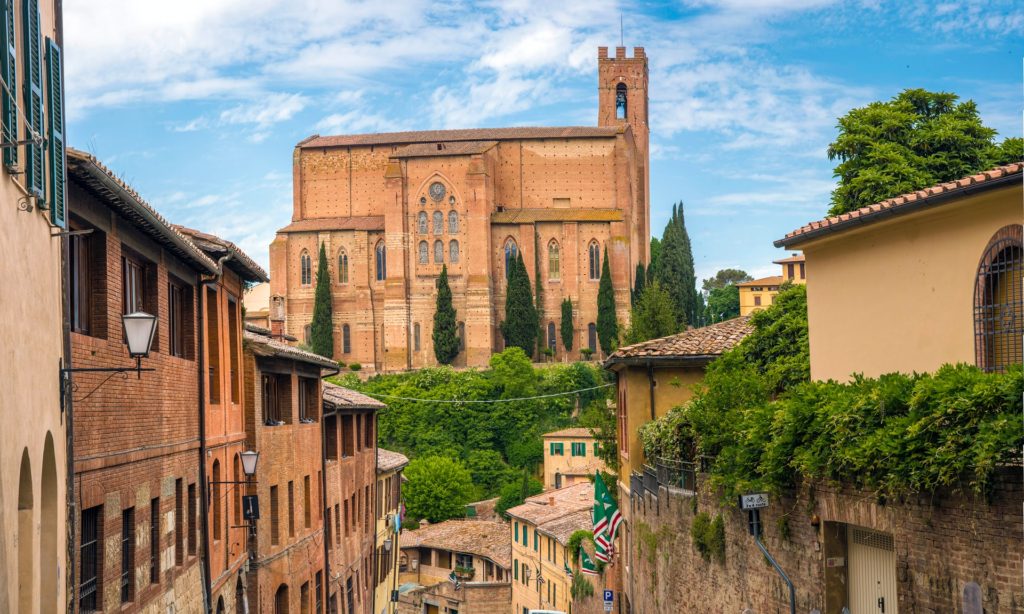 Photo of unique buildings in Siena.
