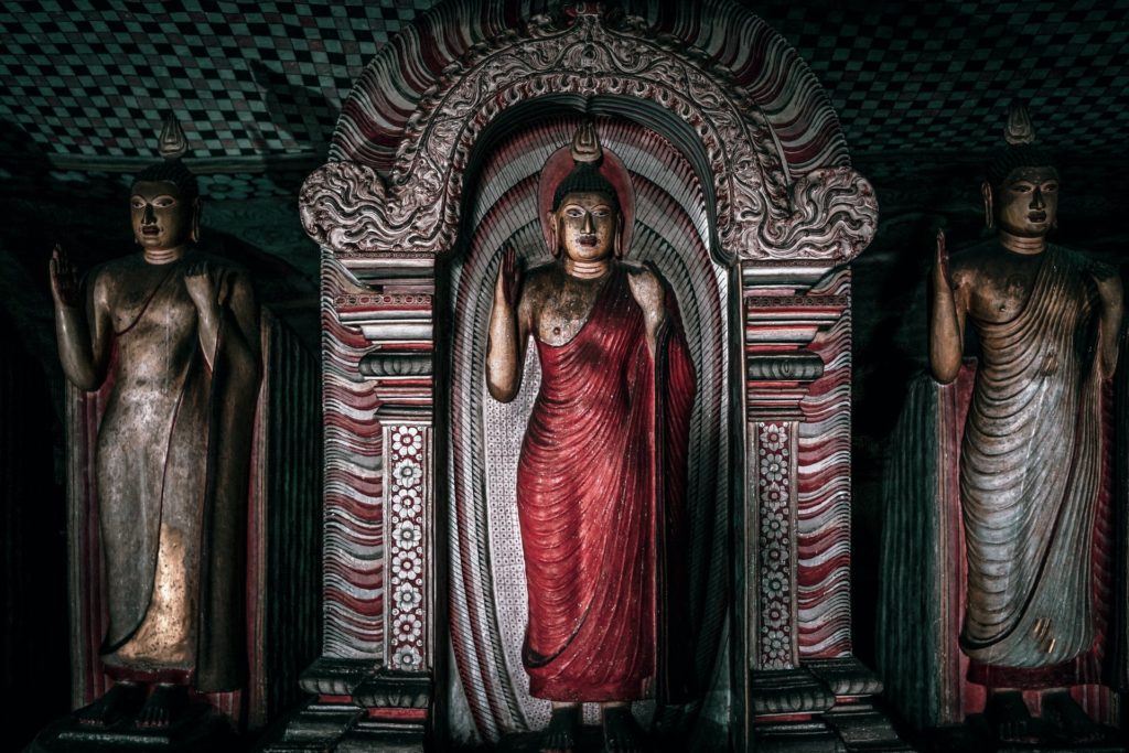 Photo of Buddha Statues in the Dambulla cave temple.