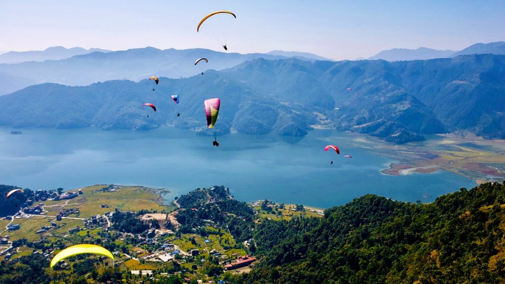 Paragliders in Pokhara