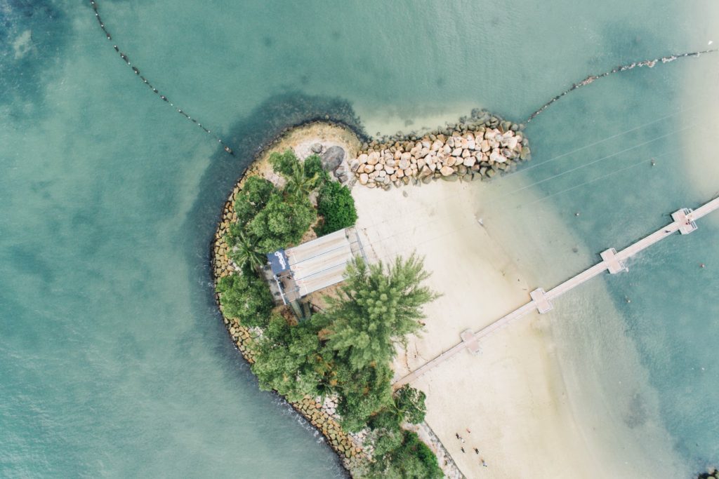 Aerial photo of the Sentosa Island.