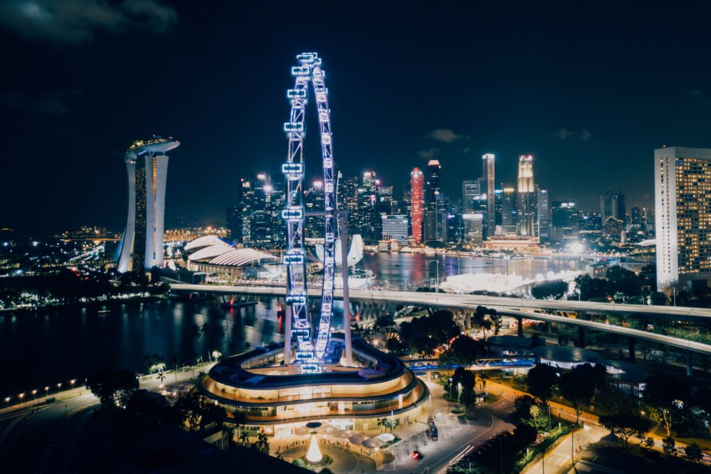 Photo of the Singapore Flyer at Night.