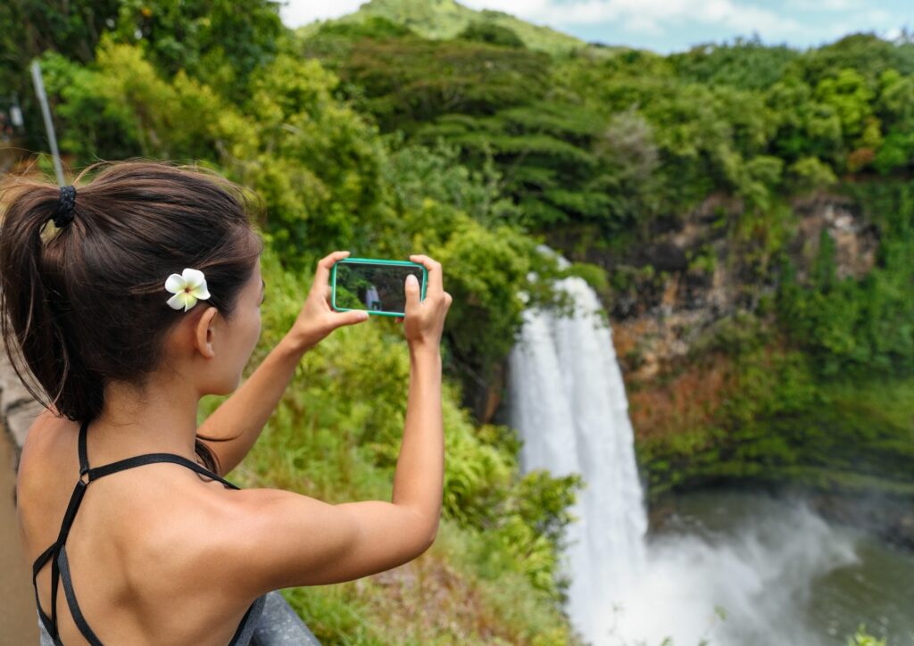 Tourist in Hawaii Taking Photos