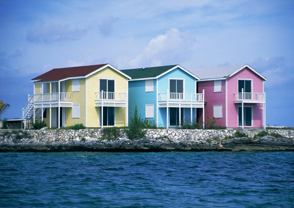Pastel houses in New Providence Island