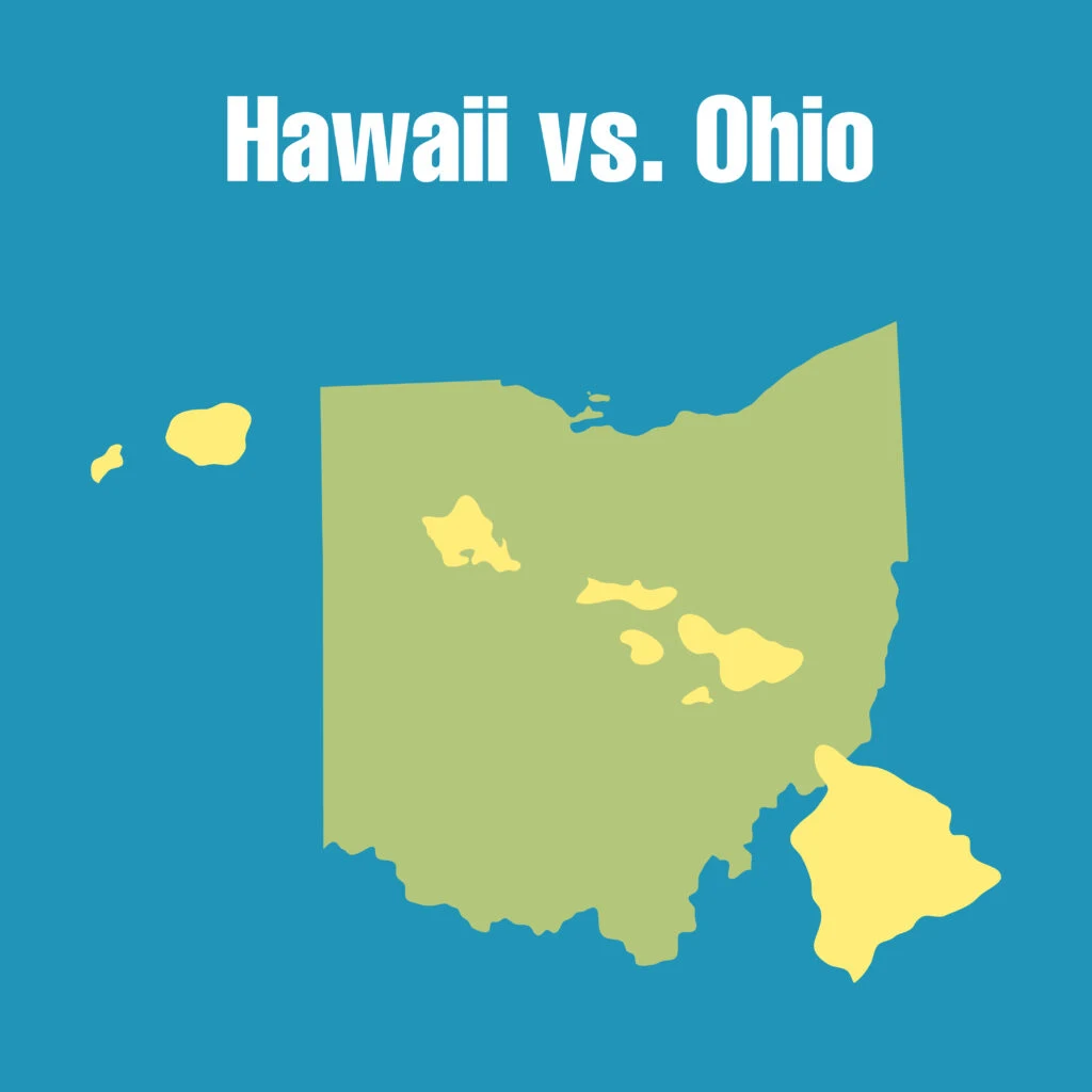 Hawaii Vs Ohio Scaled Size Comparison
