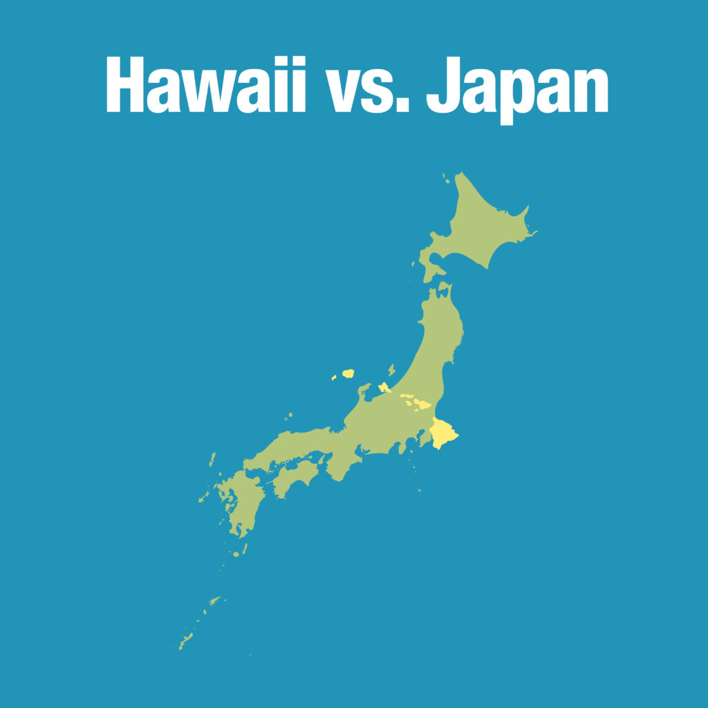 Japan Vs. Hawaii Scaled Comparison
